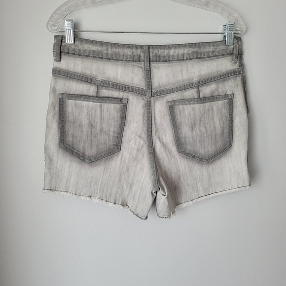 Free People Grey Denim Rolled Raw Hem Shorts - Picture 2 of 4